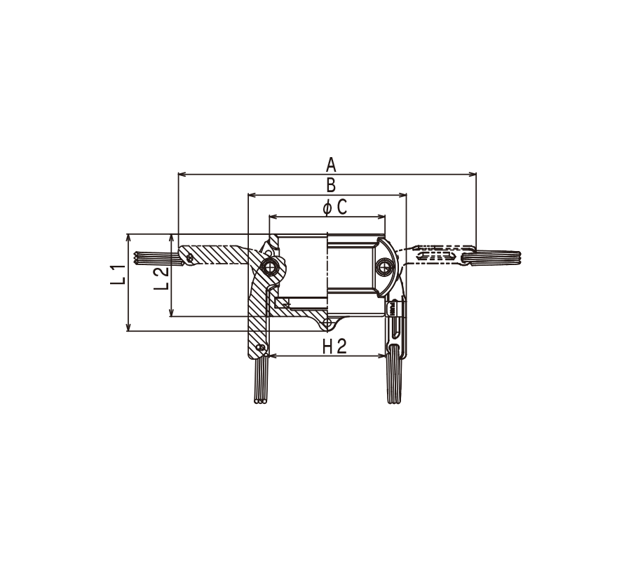 接头的特点・尺寸图・KAMLOK TWINLOK TYPE COUPLER 防尘盖规格 铝合金制